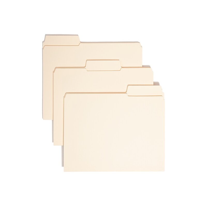Smead SuperTab File Folders, Reinforced 1/3-Cut Tab, Letter Size, Manila, 100/Box (10395) image 1