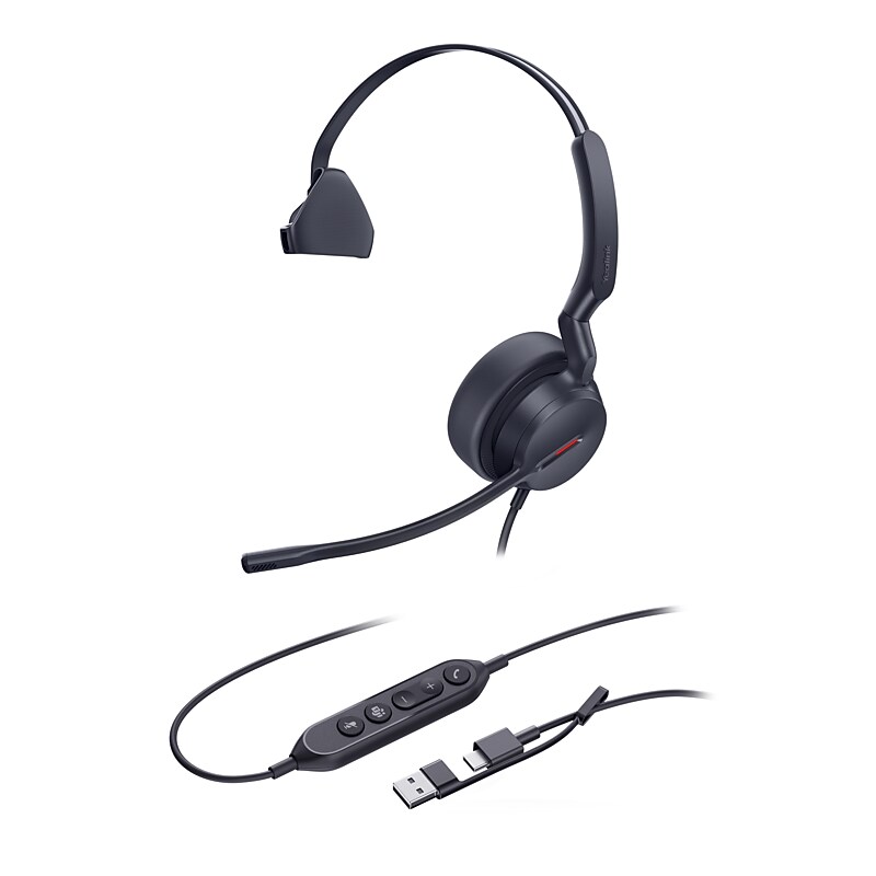 Yealink UH44 USB Wired Noise Cancelling USB-C/A Mono Computer Headset for Business Office, Teams Certified image 1