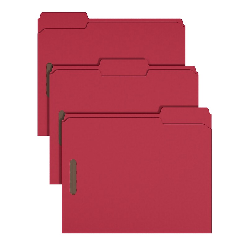 Staples Reinforced Classification Folder, 3/4" Expansion, Letter Size, Red, 50/Pack (ST62732) image 1