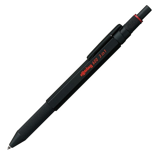 rOtring 600 3-in-1 Multicolor Pen and Mechanical Pencil, Black