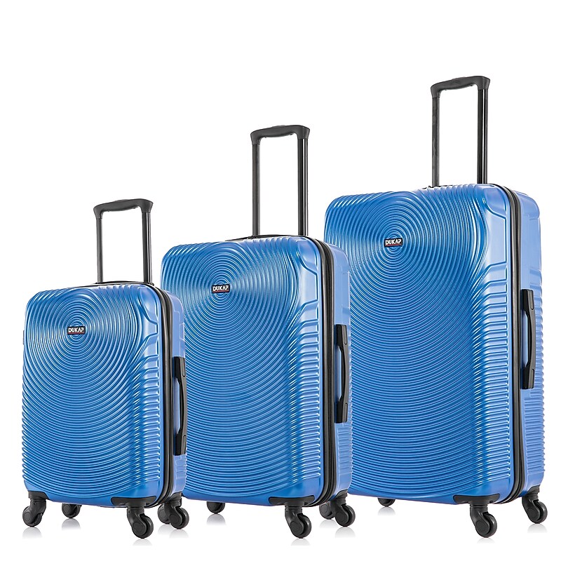 DUKAP INCEPTION 3-Piece Hardside Spinner Carry-On Luggage Set, TSA Checkpoint Friendly, Blue (DKINCSML-BLU) image 1