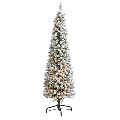 Nearly Natural 6' Flocked Pencil Artificial Christmas Tree - Thumbnail 4