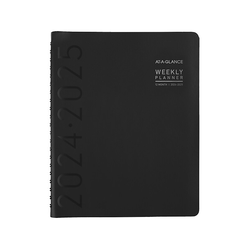 2024-2025 AT-A-GLANCE Contemporary 8.25" x 11" Academic Weekly & Monthly Planner, Faux Leather Cover, Black (70-957X-05-25) image 1