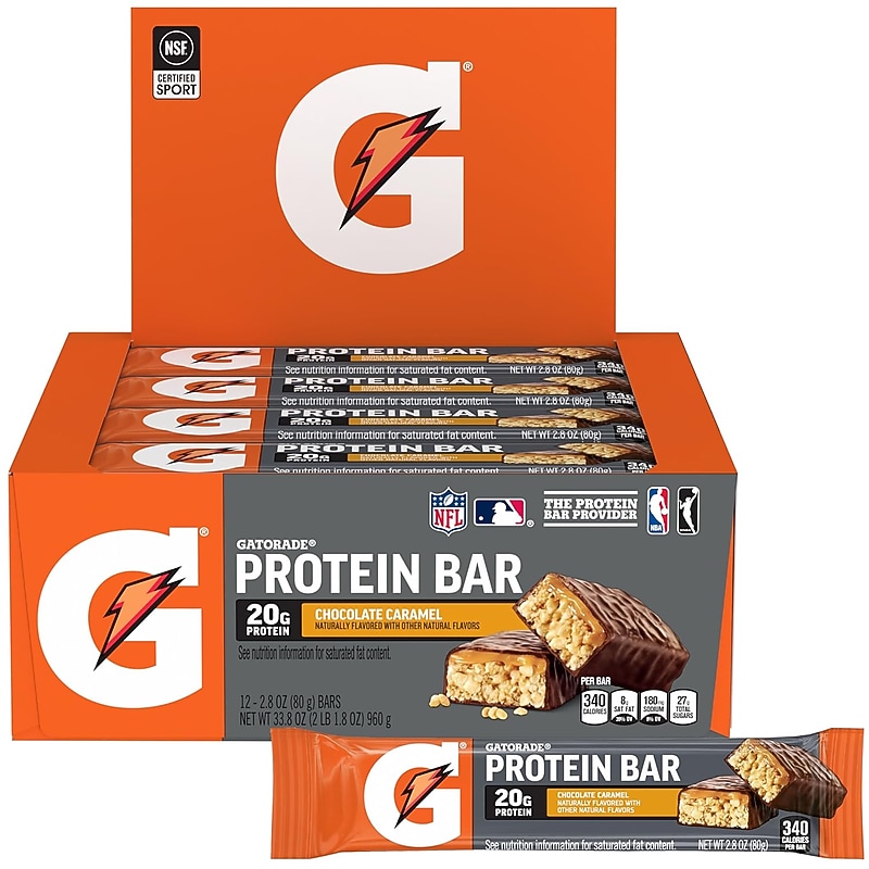 Gatorade Chocolate Caramel Protein Bars, 2.8 oz., 12 Bars/Pack (220-02880) image 1