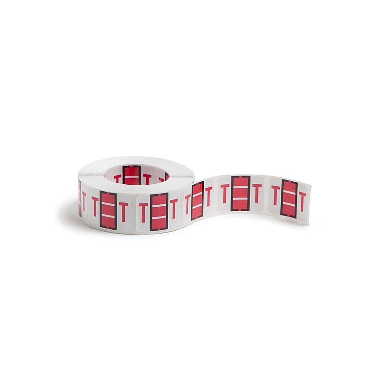 Smead BCCR Labels File Folder Label, T, Red, 500 Labels/Pack (67090) image 1