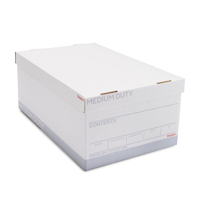 Staples Medium Duty File Box, Lift Off Lid, Legal, White/Gray, 12/Carton (TR59217) image 1
