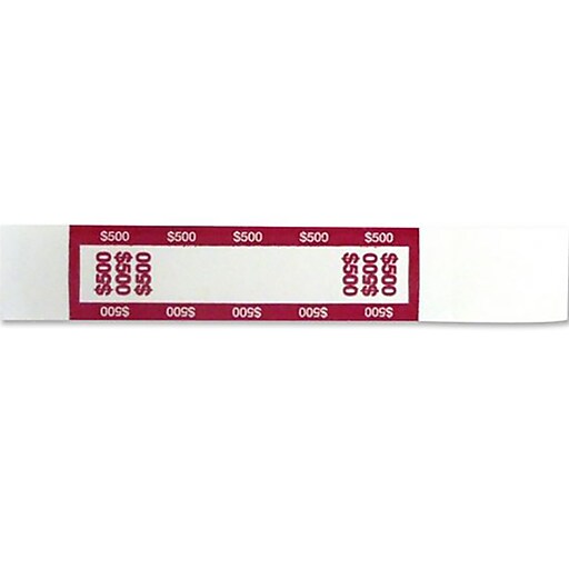 CONTROLTEK 500 Currency Strap, White/Red, 1000/Pack (560019) Staples