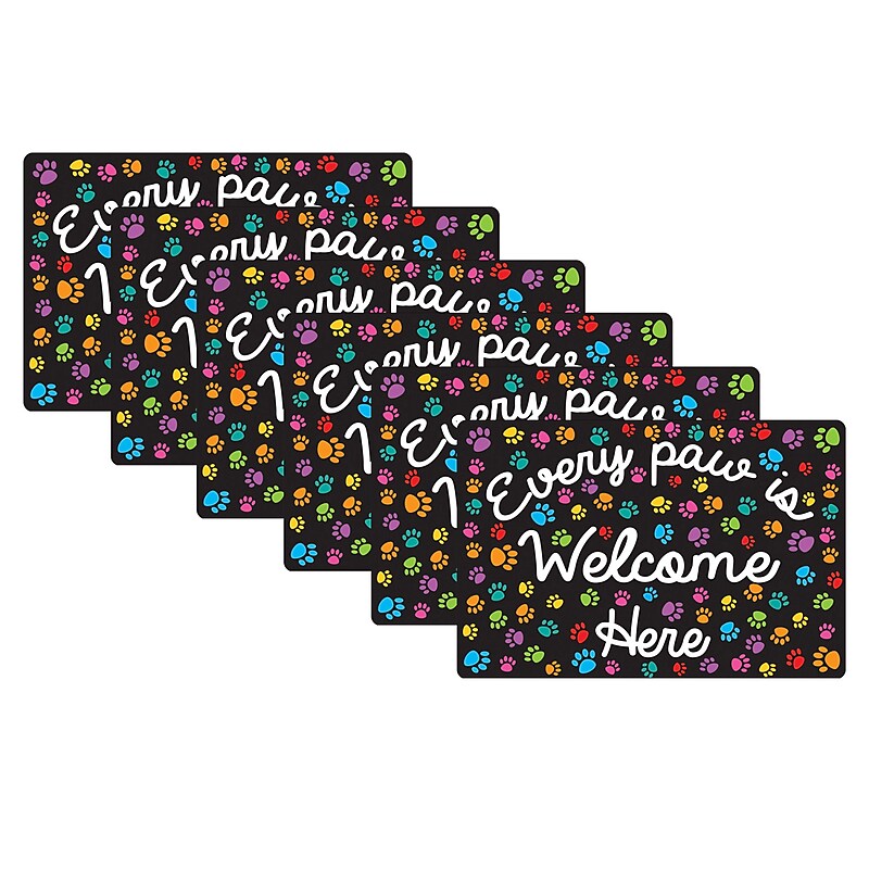 Ashley Productions Smart Poly Non-Skid Computer Mouse Pad, Every Paw is Welcome Here, 6/Pack (ASH12511-6) image 1