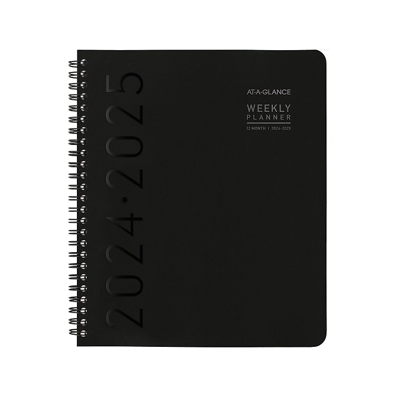 2024-2025 AT-A-GLANCE Contemporary Lite 7" x 8.75" Academic Weekly & Monthly Planner, Faux Leather Cover, Black image 1