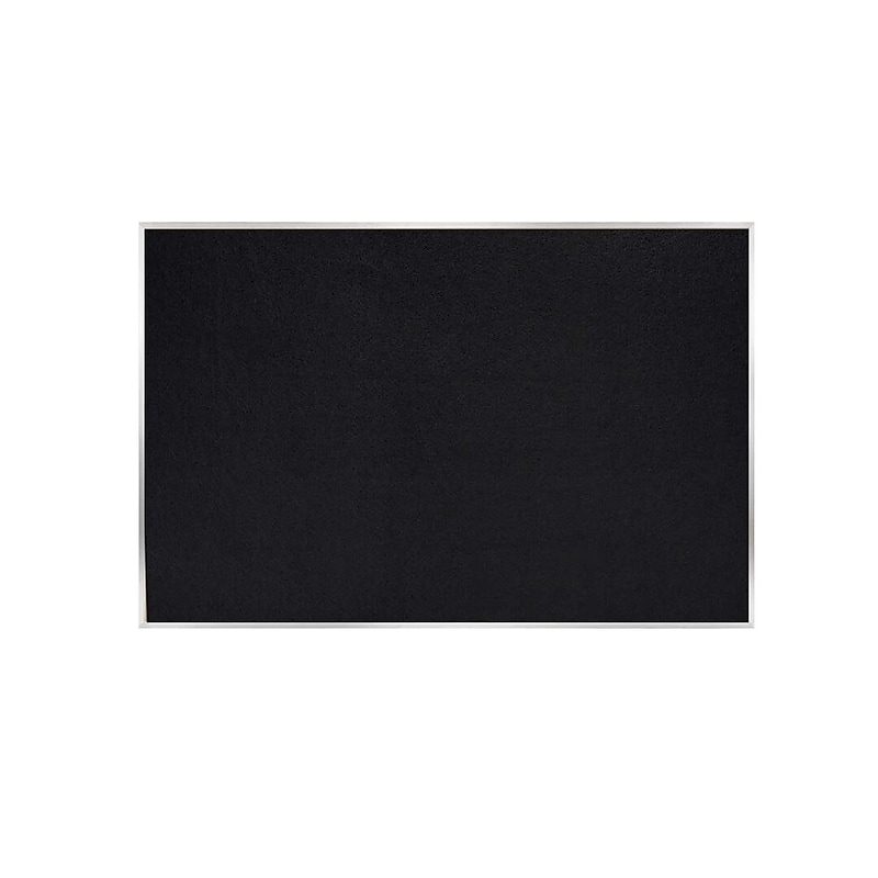 Ghent Recycled Rubber Bulletin Board, Satin Aluminum Frame, 4'H x 7' 4"W, Black (ATR47-BK) image 1