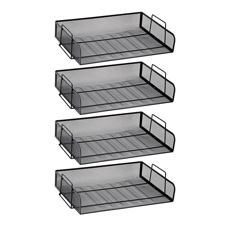 Mind Reader Metal Side Loading Stackable Letter Tray, Letter Size, Black (DSTACK4-BLK) image 1
