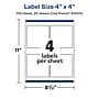 Avery Laser/Inkjet Square Multipurpose Labels, 4" x 4", Matte White, 100 Labels/Pack (94100)~#|#~ABC1488E-6C6E-4610-9ECEC87FC7A39EAD_sc7