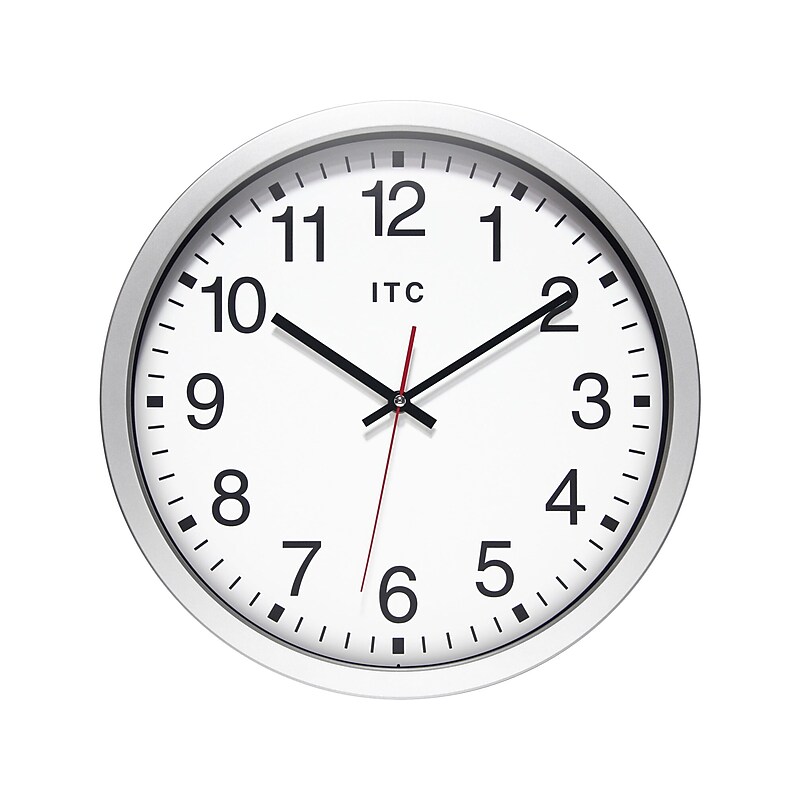 Infinity Instruments Obsidian ITC Wall Clock, 14"Dia. (12830SV-830) image 1