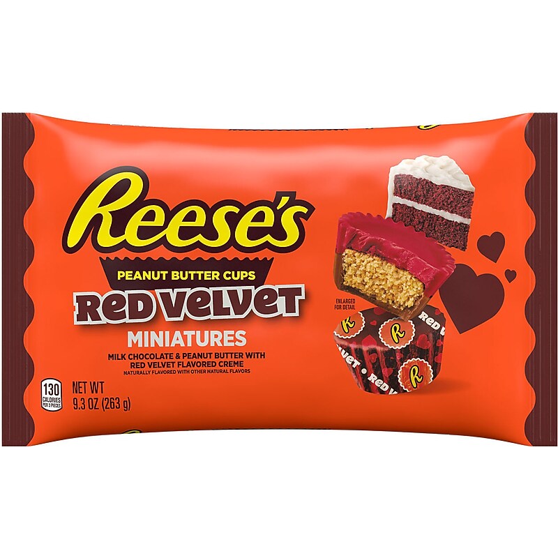 Reese's Miniatures Red Velvet Flavored Peanut Butter Milk Chocolate Cups, 9.3 oz. (45429) image 1