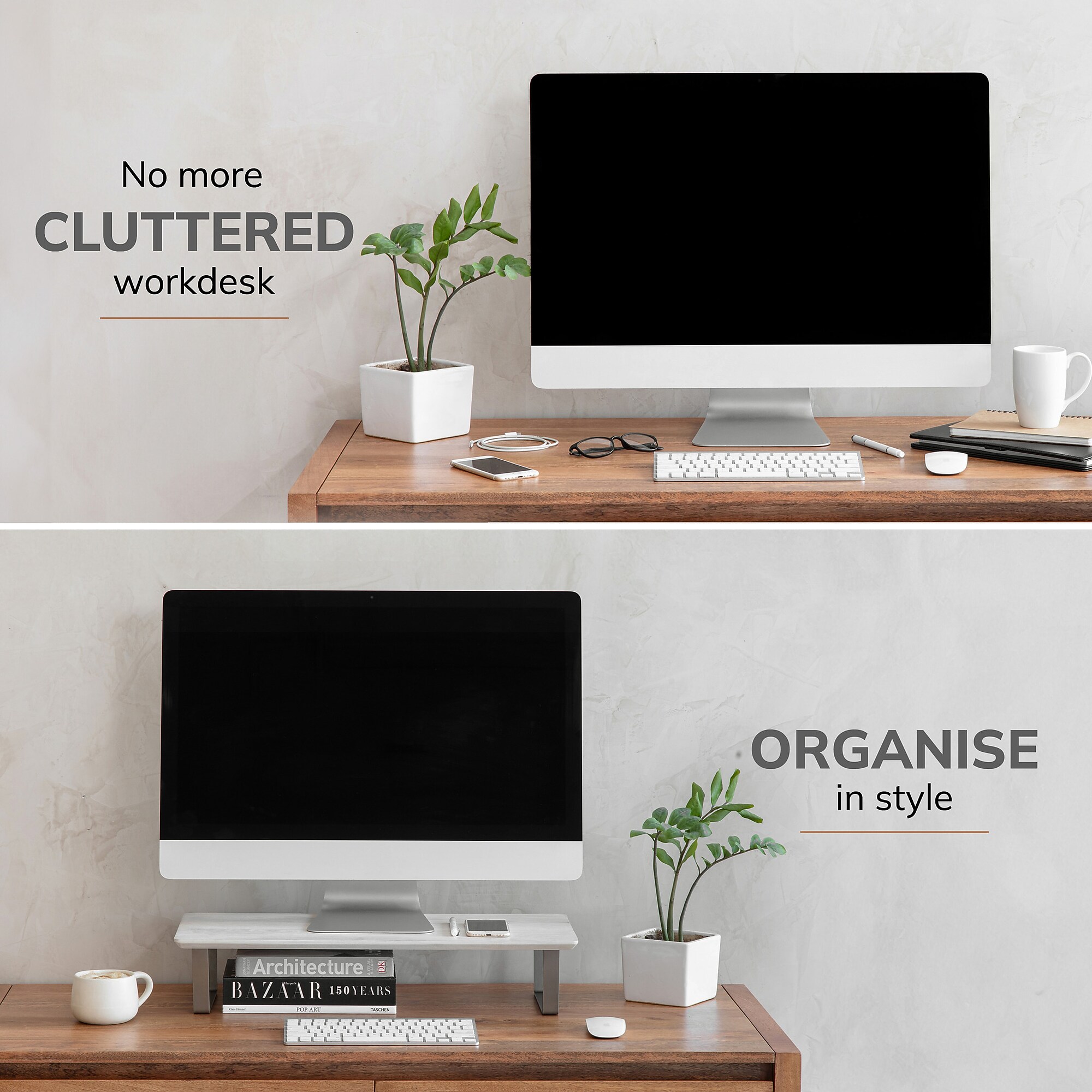 Anji Mountain Mango Wood & Metal Monitor Stand, Up to 32″ Monitor, White Wash (MS-WWS-06NKL) Sansujyuku sansujyuku.com
