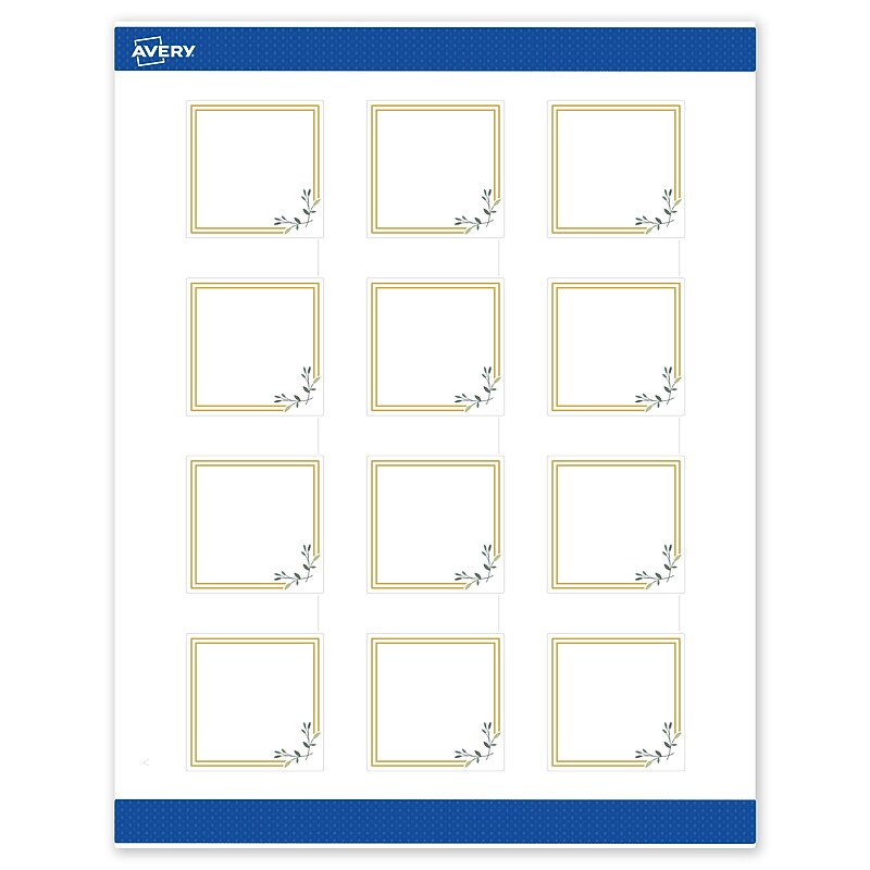 Avery Laser/Inkjet Square Multipurpose Labels, 2" x 2", White, 120/Pack (S00DMS) image 1