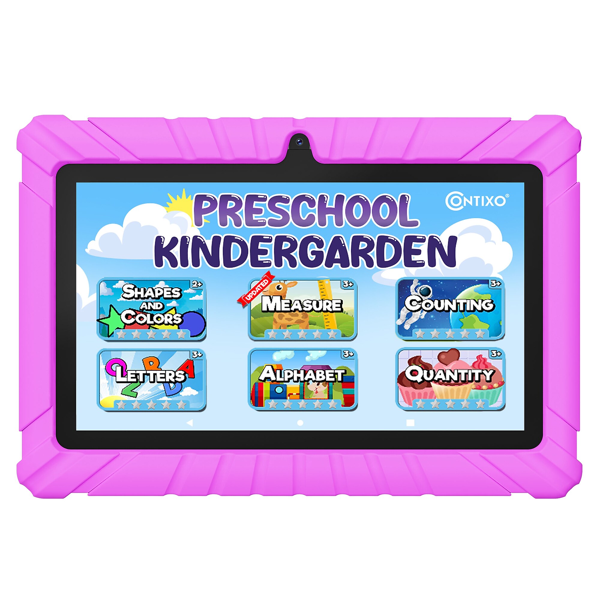 V8 7” Tablet, Quadcore, Wi-Fi, 32GB, Android 13 Bundled with Educational Apps & Durable Kid-Proof Case, Pink (V8-2 PINKDIS) Sansujyuku sansujyuku.com