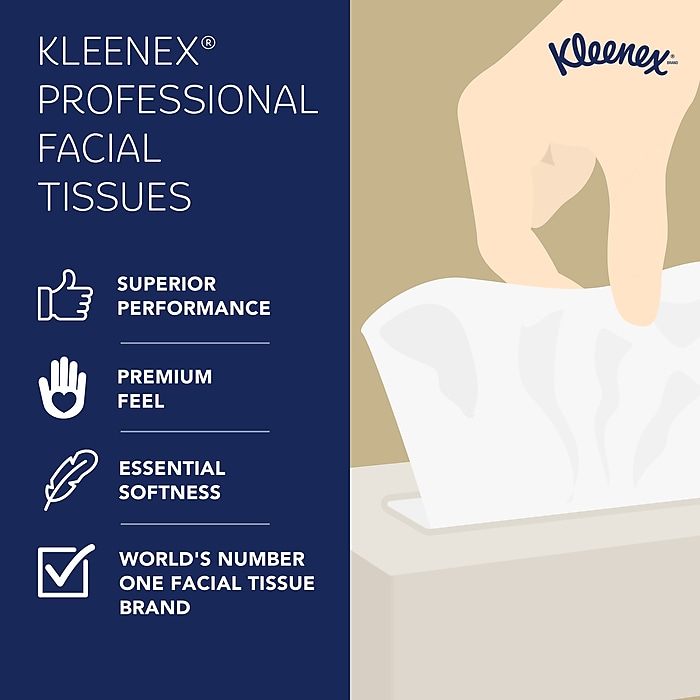 Kleenex Professional Standard Facial Tissue, 2-ply, White, 125 Tissues/Box (21606) | Staples Kleenex Professional Standard Facial Tissue, 2-ply, White, 125 Tissues/Box (21606) | Staples