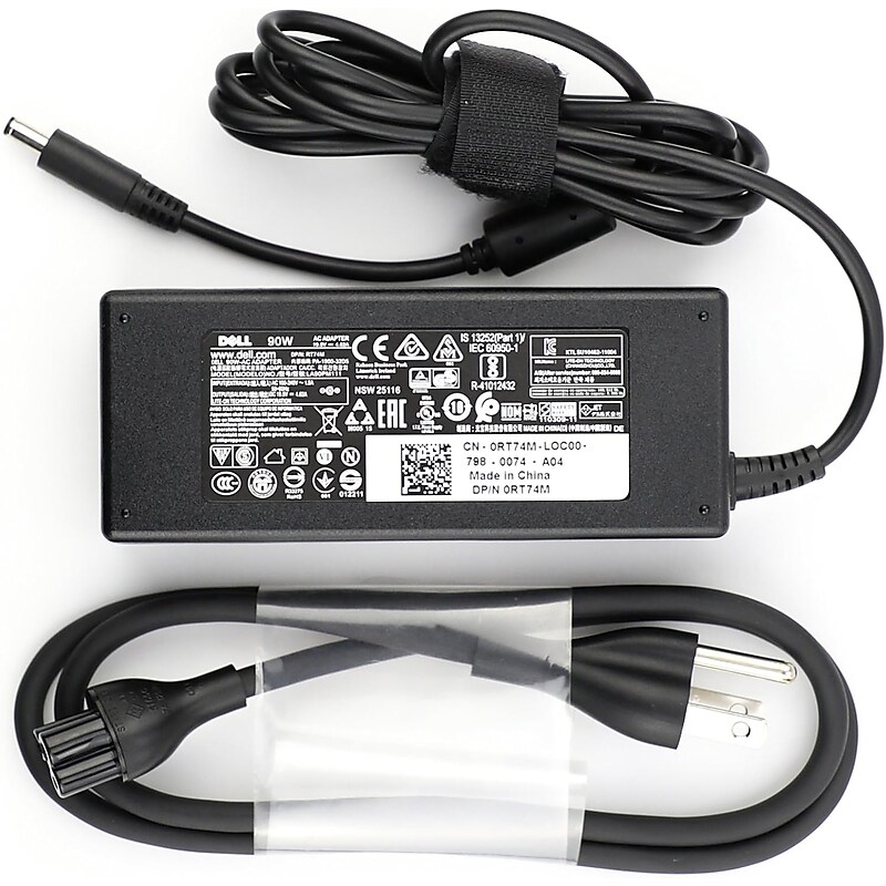 Dell 90W AC Adapter for Dell Laptop, Black (VRJN1) image 1