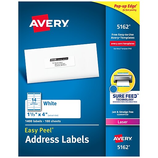 Avery Easy Peel Laser Address Labels, 1-1/3