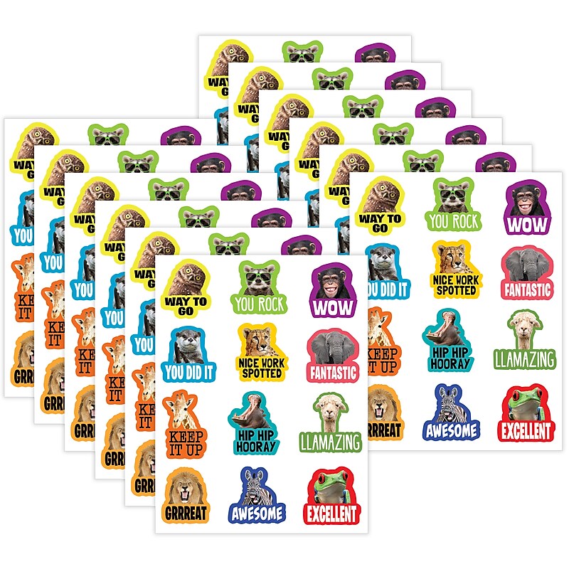 Teacher Created Resources Go Wild Animals Stickers, 72/Pack, 12 Packs/Bundle (TCR6855-12) image 1