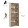 Bush Business Furniture Hustle Tall 5 Shelf Bookcase, Natural Elm (HUB230NE)~#|#~AC07B0E3-4B93-45EA-A9290AAE898E839D_sc7