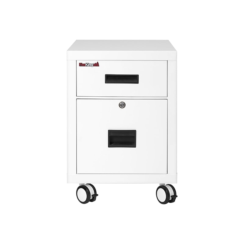 FireKing 2-Drawer Mobile Vertical File Cabinet, Letter/Legal Size, Lockable, Fire Resistant, Arctic White (2M1822-1AWI) image 1