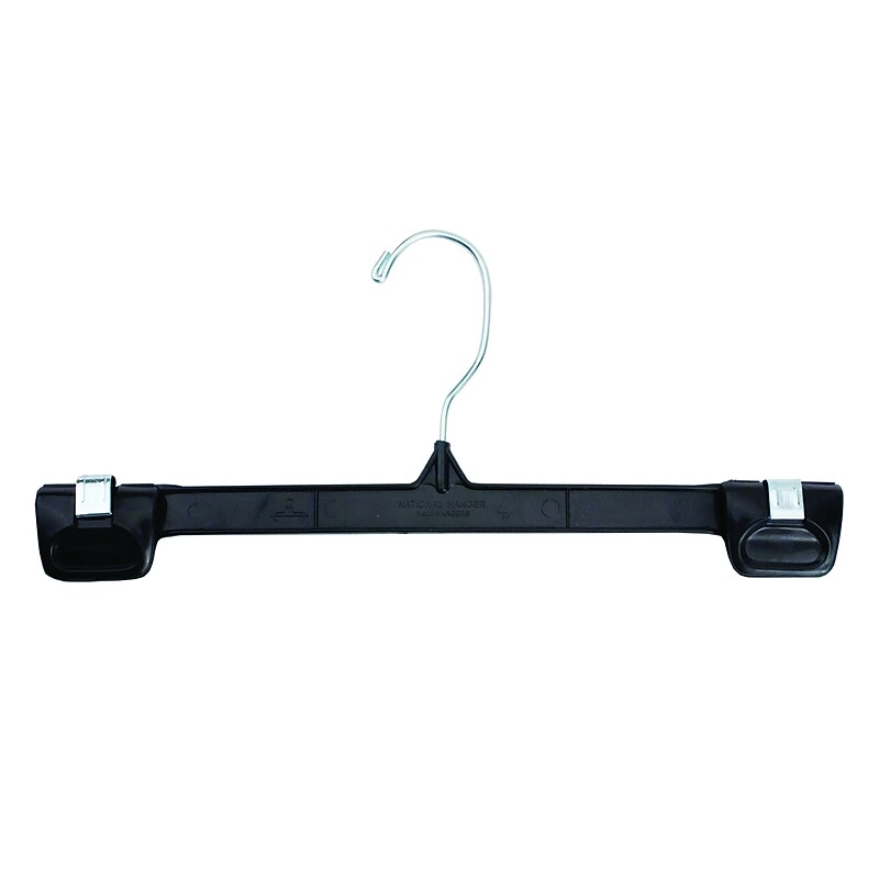 Nahanco 12" Plastic Snap Grip Skirt/Slack Hanger, Chrome Hook, Black, 200/Pack (2686-12) image 1