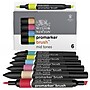 Winsor & Newton Promarker Dual-Tip Brush Alcohol Based Marker, Mid Tones, 6/Pack (WNX0290124)~#|#~AC233071-89D3-49F9-A1A4231993369AF8_sc7