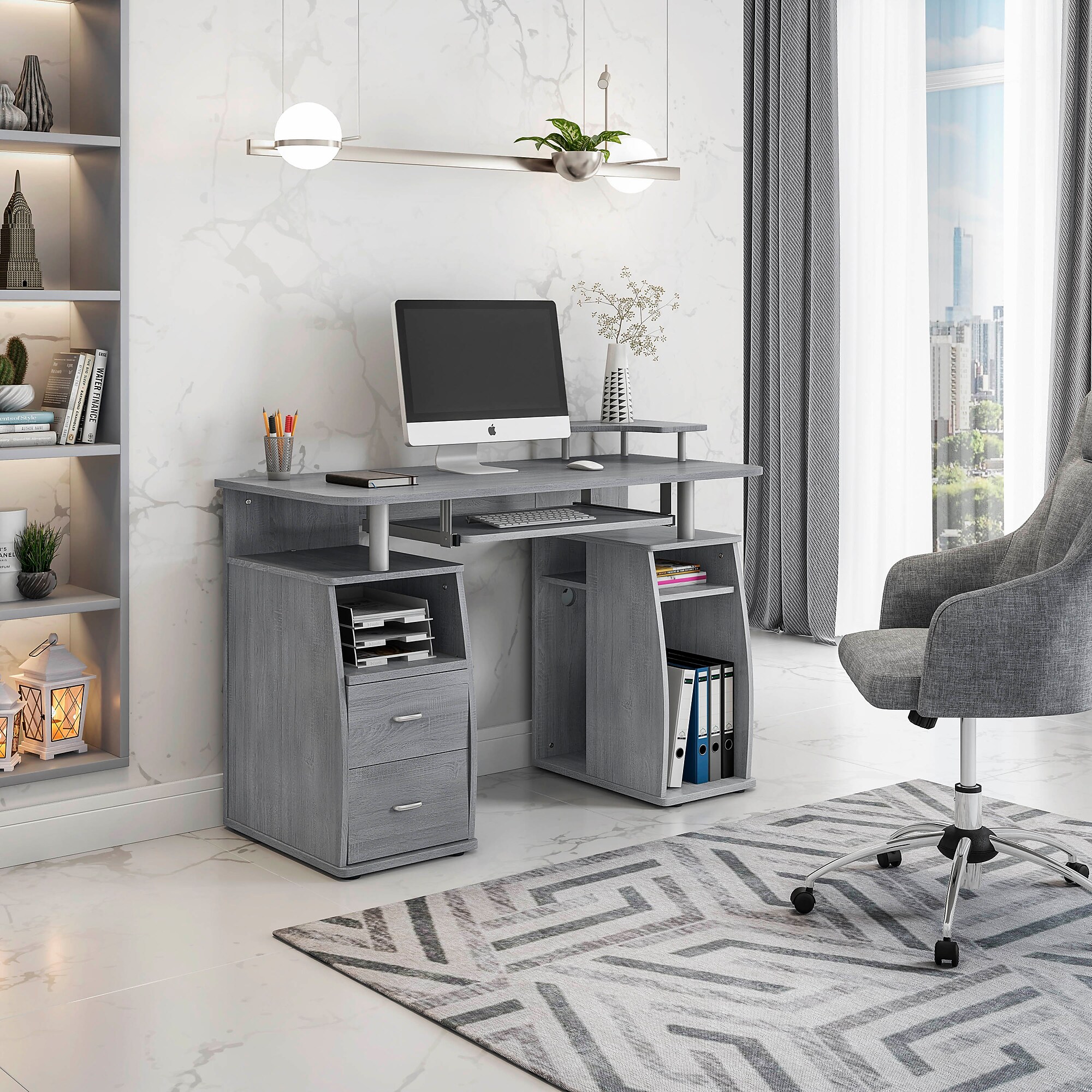 Techni Mobili Complete Computer Workstation Desk With Storage, Gray (RTA-8211-GRY) Sansujyuku sansujyuku.com