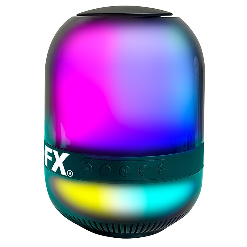 QFX True Wireless Portable Bluetooth Speaker with LED Party Lights & FM Radio, Black (BT-27) image 1