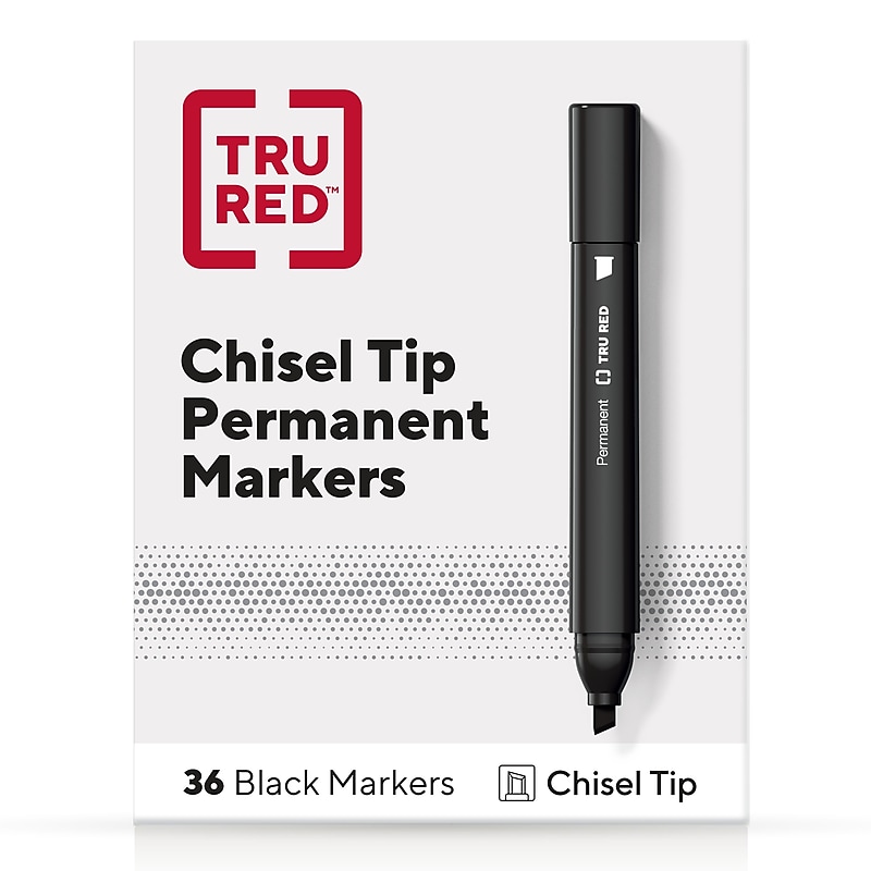 TRU RED™ Tank Permanent Markers, Chisel Tip, Black, 36/Pack (TR54544) image 1