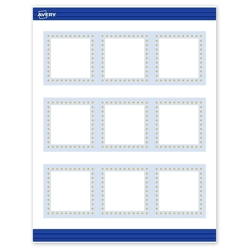 Avery Gold Dots with Blue Border Matte Blank Card, White, 90/Pack (S00-DMK) image 1