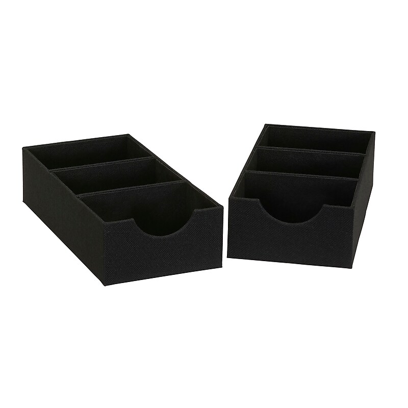 Household Essentials 3-Compartment Drawer Organizers, Black Linen, 2/Pack (7676-1) image 1