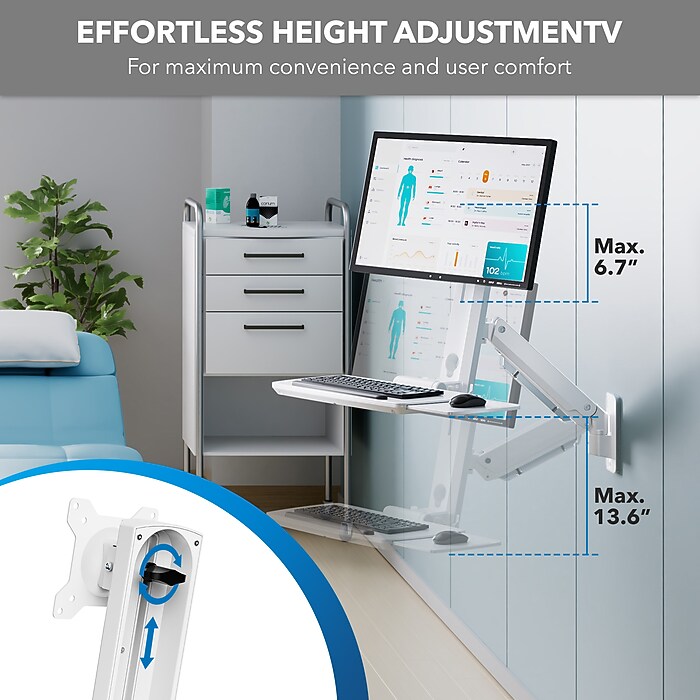 Mount-It! MedHub Wall Mounted, Flexible Workstation for Monitors