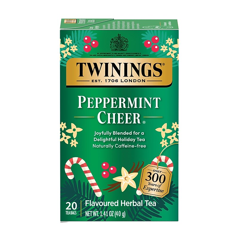 Twinings Seasonal Teas Decaf Peppermint Cheer Herbal Tea Bags, 20/Box (F14721) image 1