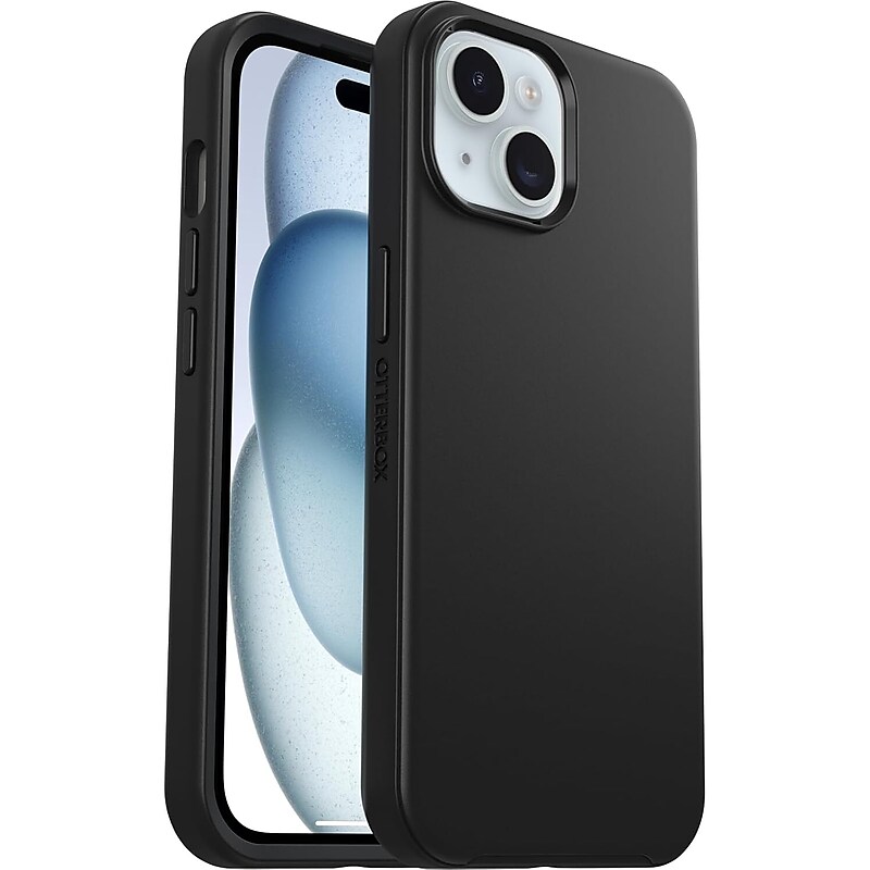 OtterBox Symmetry MagSafe Phone Case for iPhone 13/14/15, Shock Absorbing, Black (77-92639) image 1