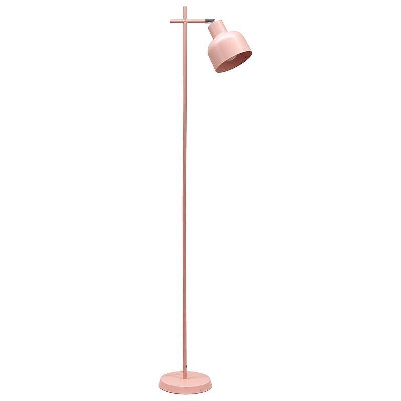 Simple Designs Sleek Essentials 54.72" Metal Floor Lamp with Round Shade, Pink (LF1051-PNK) image 1