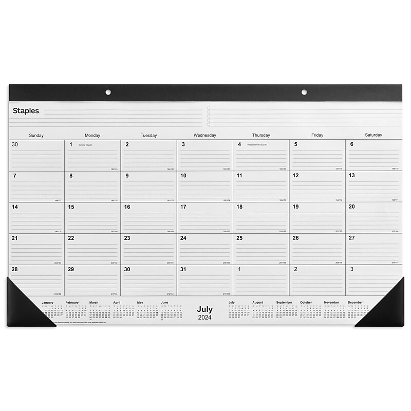 2024-2025 Staples 18" x 11" Academic Monthly Desk Pad Calendar, Black (ST17004-23) image 1