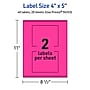 Avery Laser/Inkjet Rectangle Multipurpose Labels, 4" x 5", Neon Magenta, 40/Pack (94253)~#|#~AC48316F-4CBF-40CF-8153CCF9B33CC7F2_sc7