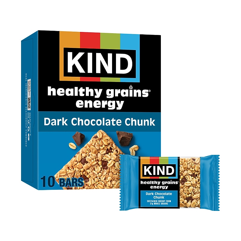KIND Healthy Grains Gluten Free Dark Chocolate Chunk Energy Bar, 1.4 oz., 10 Bars/Box (67074) image 1