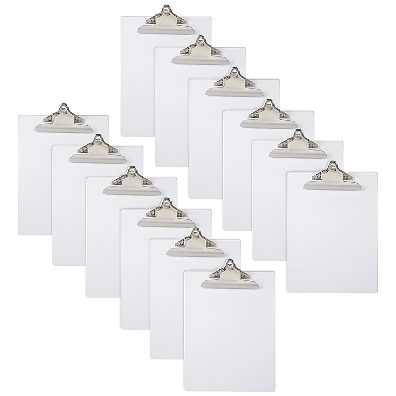 Saunders US-Works Plastic Clipboard, Letter Size, Clear, 12/Pack (30007-12-VB) image 1