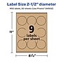 Avery Laser/Inkjet Round Multipurpose Labels, 2.5" Dia., Kraft Brown, 450 Labels/Box (94502)~#|#~AC516A09-9375-40BF-BAB2C3FCB4B5FB84_sc7