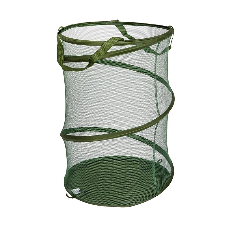 Household Essentials Collapsible Hamper, Mesh, Dark Green (HE1159) image 1