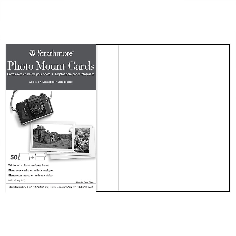 Strathmore Photo Mount Cards & Envelopes, 5" x 6.875", White, 50 Sheets/Pack (STTP1052321) image 1