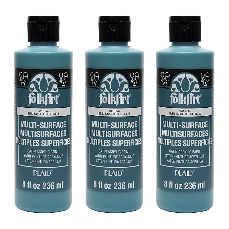 FolkArt Acrylic Paint Multi-Surface Satin, 8oz., Teal, 3/Pack(FLK4651CA-3) image 1