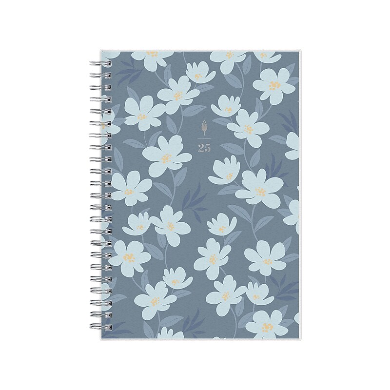 2025 Blue Sky inkWELL Press Twilight Blooms 5" x 8" Weekly & Monthly Planner, Plastic Cover, Blue/Yellow (152191) image 1