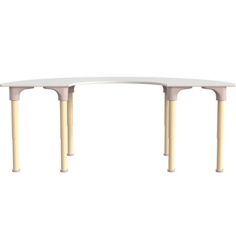 Flash Furniture Bright Beginnings Hercules 59" Semi-Circle Table, Height Adjustable, White/Beech (MK-ME088020-GG) image 1