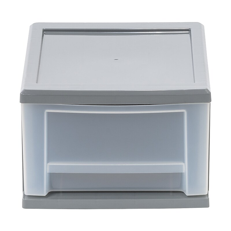 Iris Stackable Plastic Storage Bin with Drawer, Gray (500223) image 1