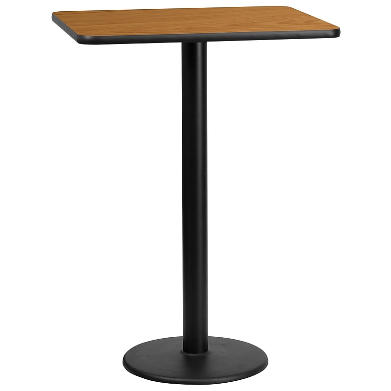Flash Furniture Laminate Table Top with 18'' Round Bar-Height Table Base, 24'' x 30'', Natural (XUNT2430TR18B) image 1